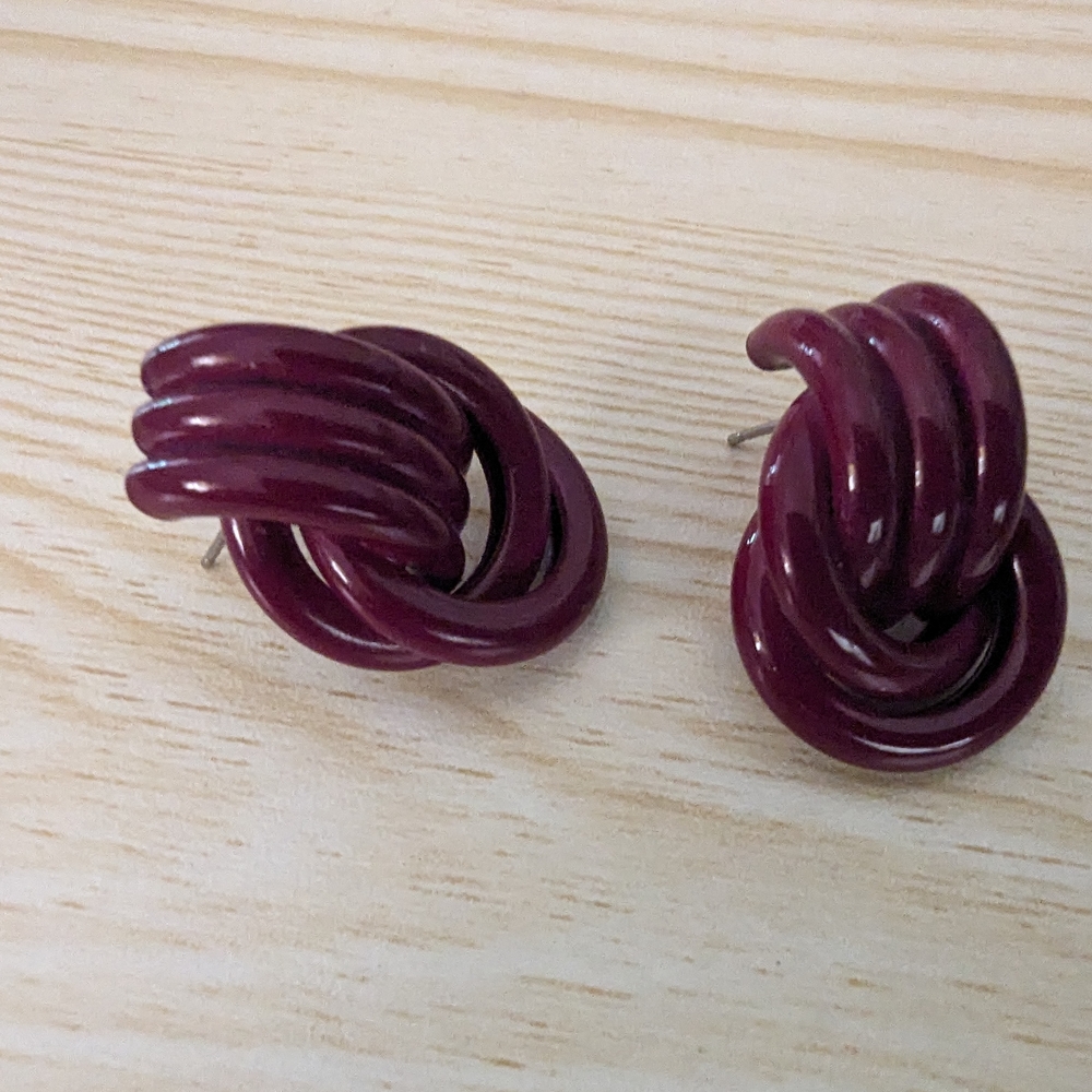 Burgundy Knot Earrings